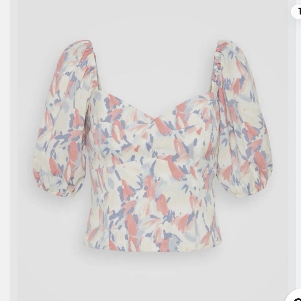 Abercrombie & Fitch Abstract Puff Sleeve Blouse